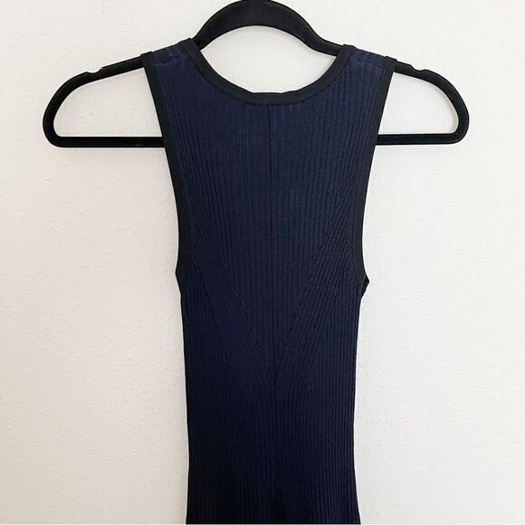 Carmen Marc Valvo Navy & Black Fit & Flare Knit Dress - Picture 3 of 7